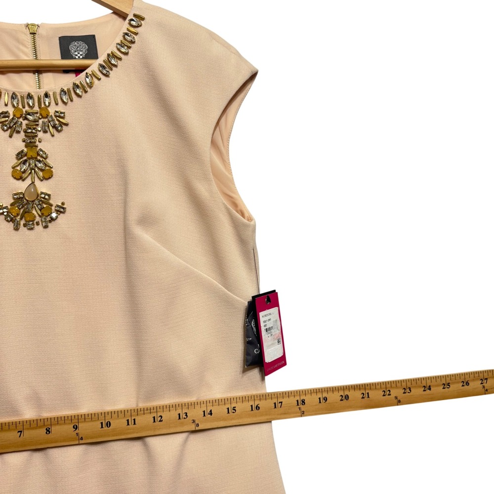 Vince Camuto Embellished Crepe Dress Womens 10 Blush Pink NWT A-Line Sheath - Picture 7 of 8